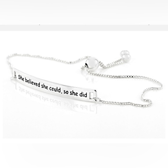 NEW sterling silver she believed she could so she did adjustable bar bracelet - Picture 3 of 8